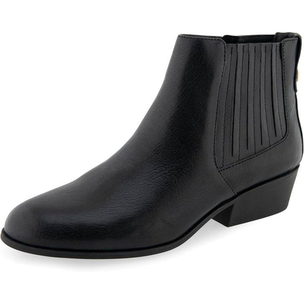 Aerosoles Women's Claus 10M Black Leather Ankle Boots